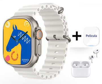 SmartWatch Branco + Fone de ouvido e Película de Brinde